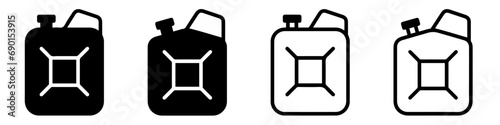 Jerry can line icon. Outline jerry can icon set. Gasoline canister. Fuel container in line. Gasoline jerry can sign. Stock vector illustration.