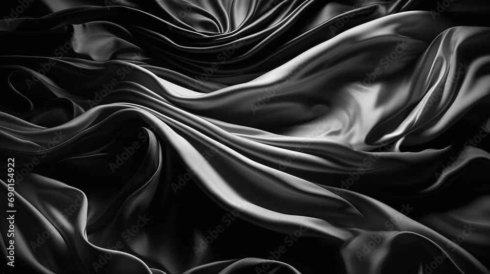 Black white silk satin fabric abstract background. Drapery fold crease wavy crumpled. Light shiny glitter shimmer shine. Luxury beauty rich. Sexy. Fluid flow liquid effect. Design. Wallpaper concept. Black white silk satin fabric abstract background. Drapery fold crease wavy crumpled. Light shiny glitter shimmer shine. Luxury beauty rich. Sexy. Fluid flow liquid effect. Design. Wallpaper concept.