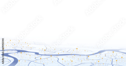 High-quality, customizable, abstract map background. Transportation and roads. Digital art. Editable isometric vector illustration. Abstract lines geometric shapes, cartographic texture Navigation pin