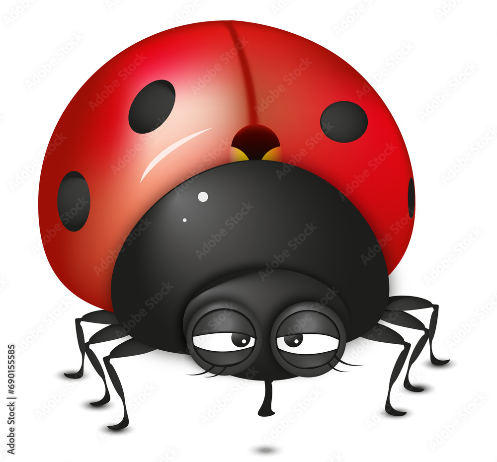 Obraz premium Cute sleepy ladybug illustration