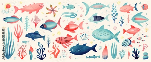 Whimsical Ocean Life Illustration