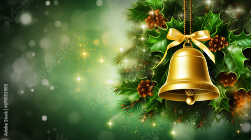 christmas bells on a treechristmas, bell, decoration, holiday, celebration, gold, tree, bells, ornament, winter, ribbon, xmas, 