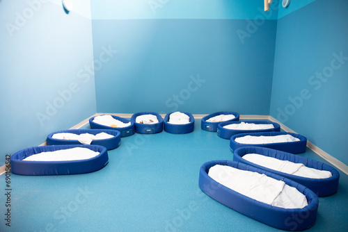 Little beds in a kindergarden's room