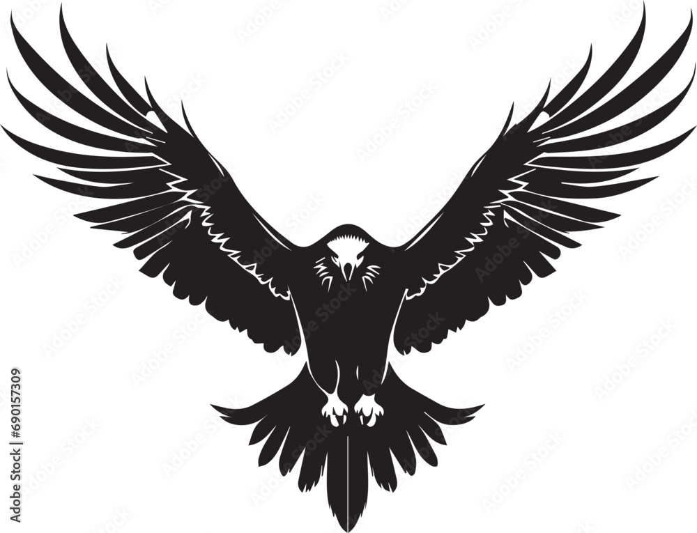 Fototapeta premium American eagle with wings, flying vector eagle Black silhouette on white background