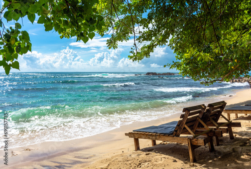 Beautiful Indian Ocean coastline on the island of Sri Lanka, Mirissa.