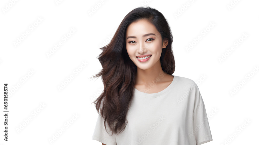 Studio portrait of a smiling asian woman isolated on white background, transparent cutout Studio portrait of a smiling asian woman isolated on white background, transparent cutout