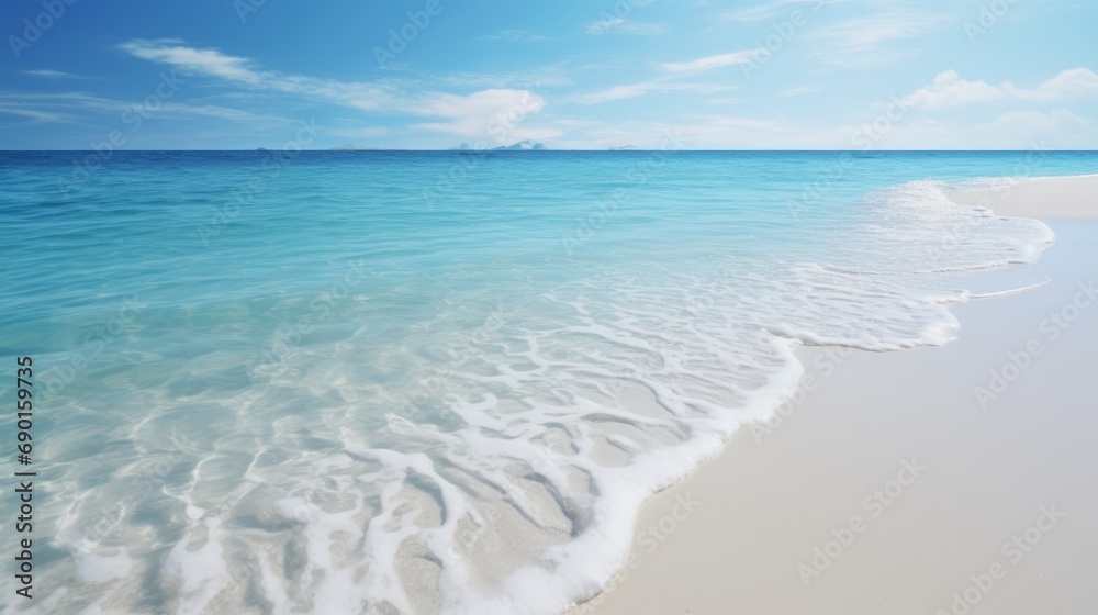 Pristine White Sandy Beach with Crystal-Clear Waters