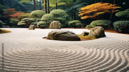 Serene Meditation Garden with Zen Sand Patterns