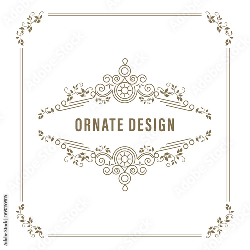 Elegant element for design template, place for text. Floral border.