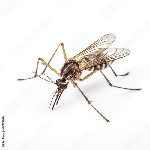 extreme closeup mosquito on white background. © mindstorm