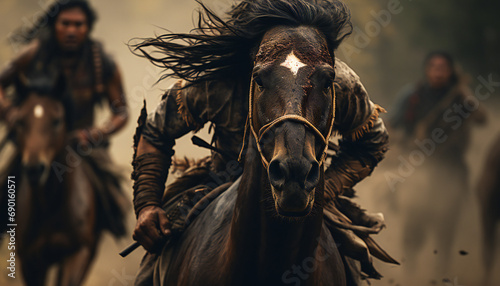 Valokuva Recreation of indian horse running