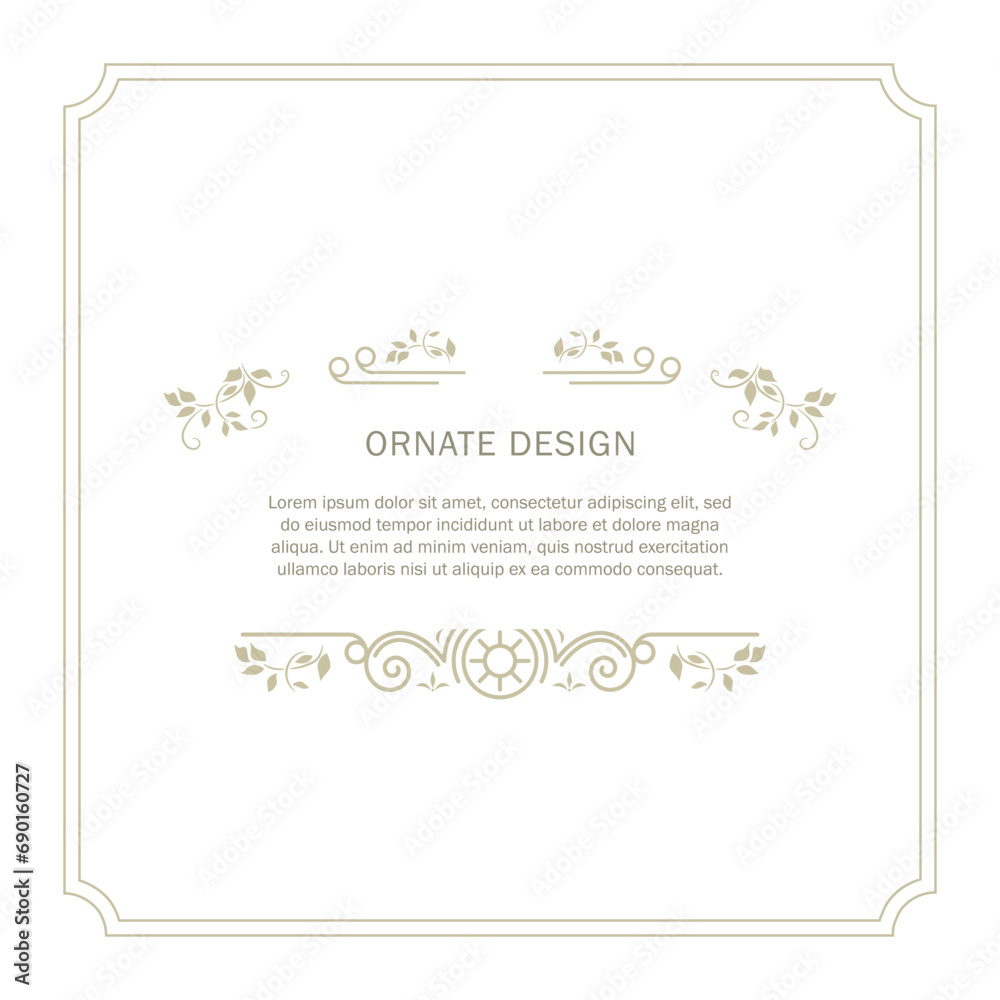 Elegant element for design template, place for text. Floral border. Elegant element for design template, place for text. Floral border.