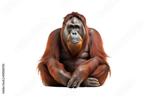 Wildlife Orangutan Isolated on Transparent Background. Ai