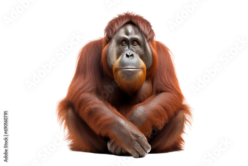 Wildlife Orangutan Isolated on Transparent Background. Ai