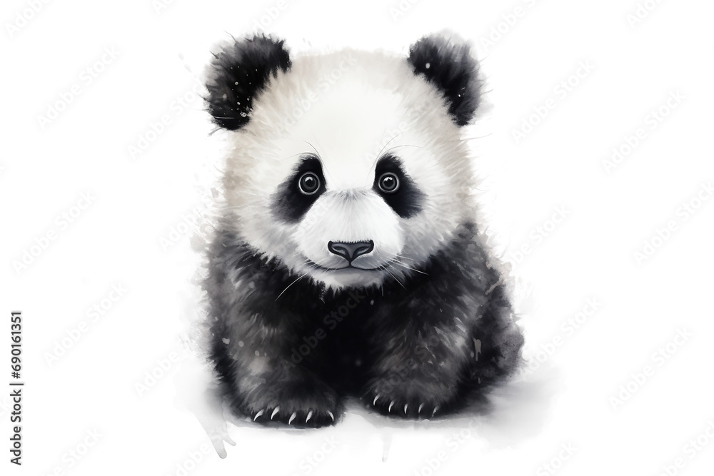 Adorable Panda Isolated on Transparent Background. Ai