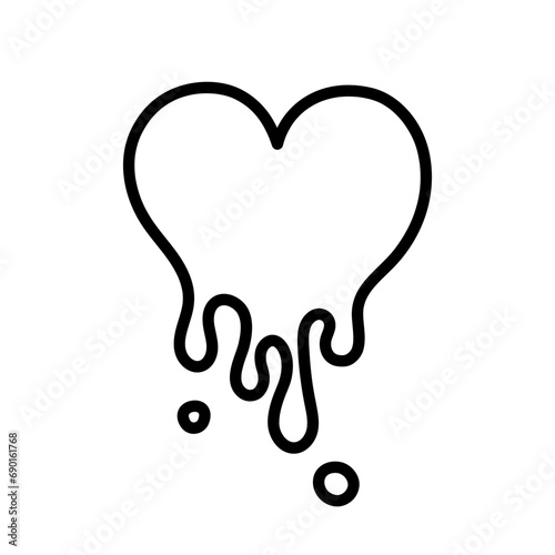 Melting heart icon. Bleeding heart icon. Groovy pattern with wavy and melt heart. Cute romantic heart print. Happy Valentines day clip art. Psychedelic distorted vector background retro style.