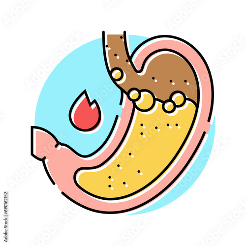 persistent heartburn disease symptom color icon vector. persistent heartburn disease symptom sign. isolated symbol illustration