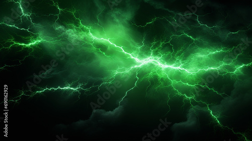 green thunder in the dark cloud. photo