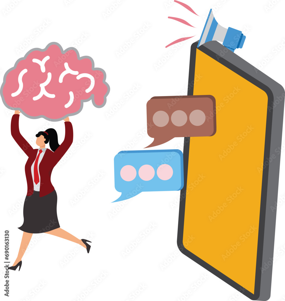 Information overload Businesswoman, Information overload, excess distraction or overworked, overwhelmed data consume, problem with schedule or workload concept, frustrated businesswoman run away from 