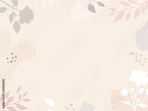 abstract template with plants and flowers, bauhaus, floral background with geometric shapes