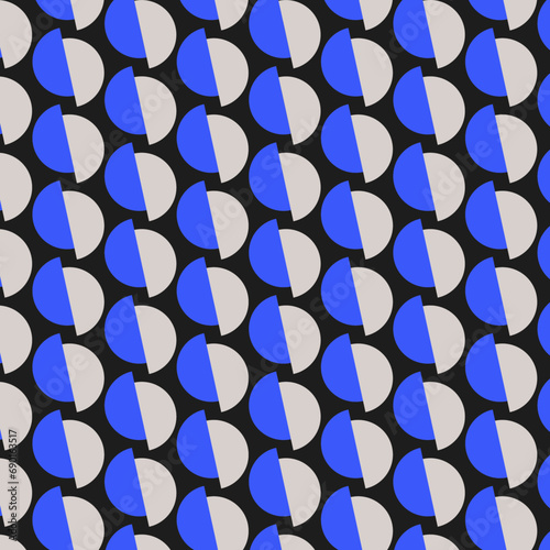 Vibrant Blue Navy Dot Geometric Seamless Vector Pattern in Bright Color, Decorative Abstract Design Contemporary, Stylish Fashion and Home Trendy Decor Print (ID: 690163517)