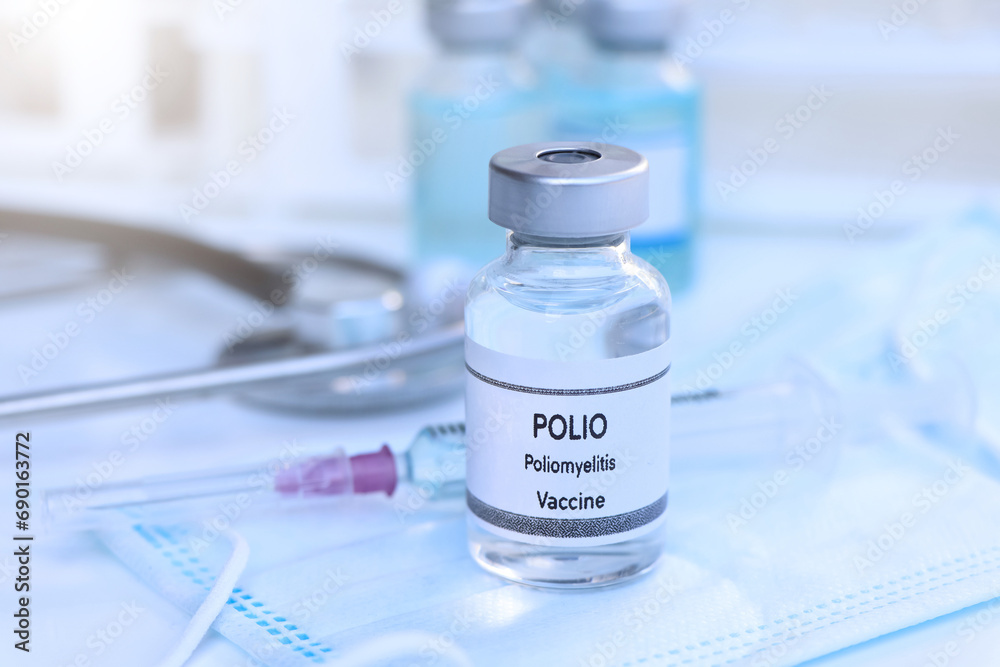 POLIO vaccine in a vial, immunization and treatment of infection POLIO vaccine in a vial, immunization and treatment of infection