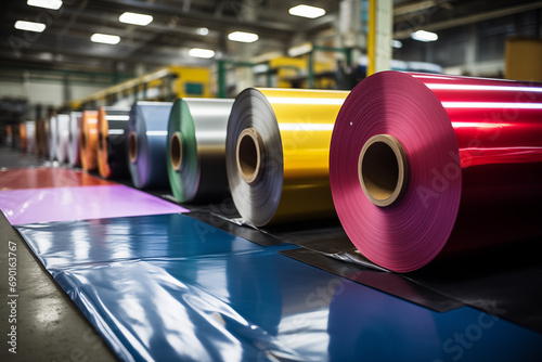 Vinyl Wraps in different colors in a factory
