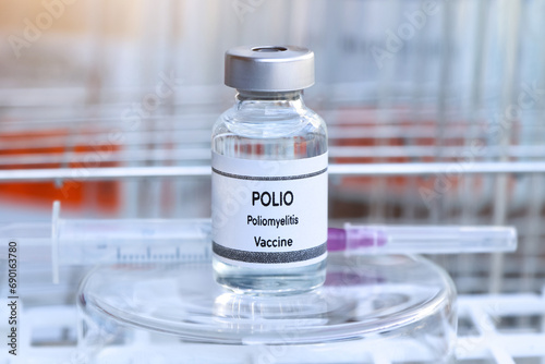 Photography POLIO vaccine in a vial, immunization and treatment of infection