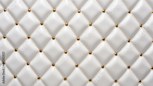 white diamond pattern embossed leather pattern with gold diamond detail, puffy foam leather for purse. photo