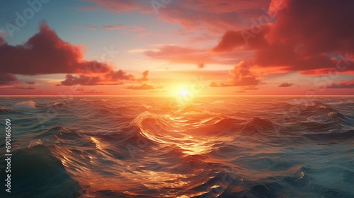  Beautiful sunrise over the sea