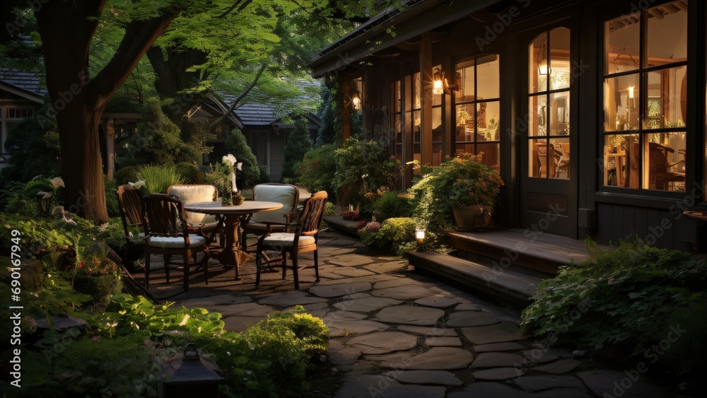 Serene Sanctuary: Beautiful House Garden with Quiet Corners and Comfortable Seating