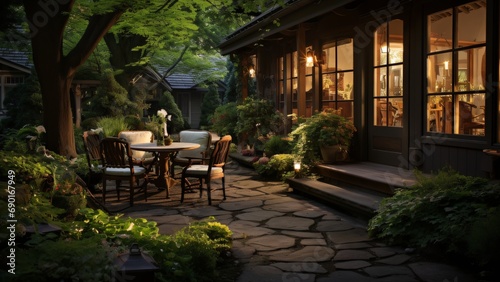 Serene Sanctuary: Beautiful House Garden with Quiet Corners and Comfortable Seating