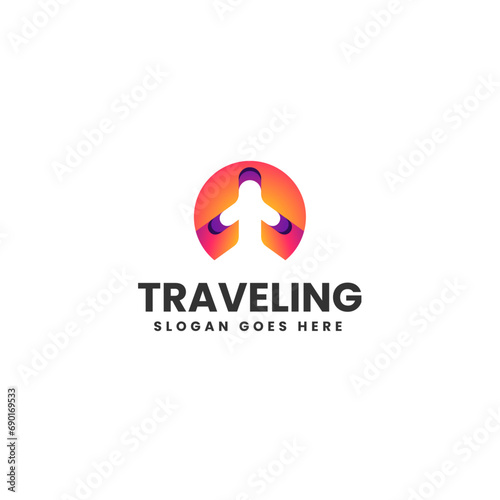 Vector Logo Illustration Traveling Gradient Colorful Style