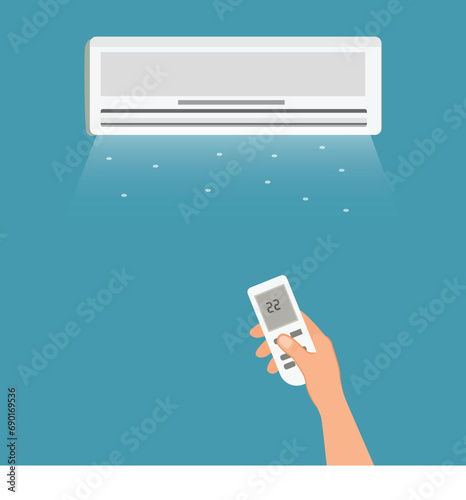 Hand holding Air Condition remote control