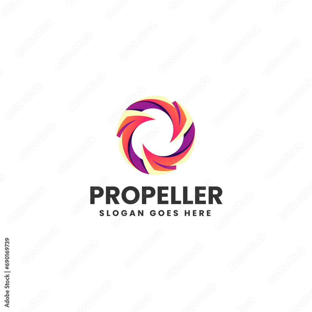 Obraz premium Vector Logo Illustration Propeller Gradient Colorful Style