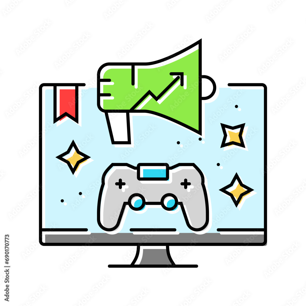marketing game development color icon vector. marketing game development sign. isolated symbol illustration