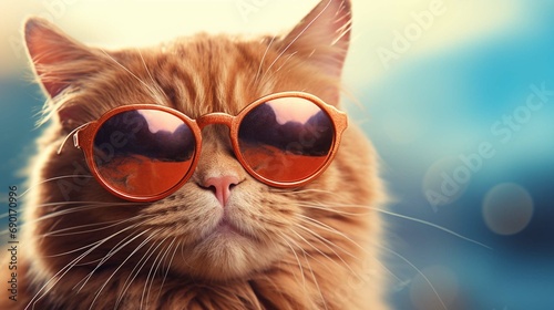 zabawny portret kota w okularach przeciwsłonecznych