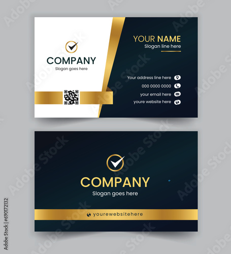 Black and gold creative business card template. Modern Business Card - Creative and Clean Business Card Template. Elegant luxury clean dark business card photo