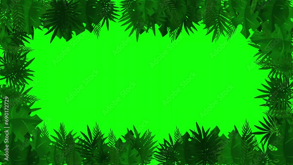 Green leaves frame motion graphics with green screen background Green leaves frame motion graphics with green screen background