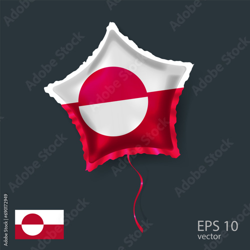  Celebration vector balloon with flag of Greenland. Shiny Star balloon.
