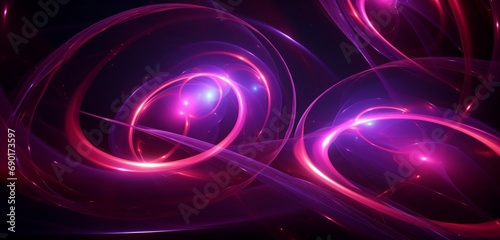 Magenta circles intertwining in a cosmic ballet, creating a dazzling spectacle of radiant abstract geometrical beauty.