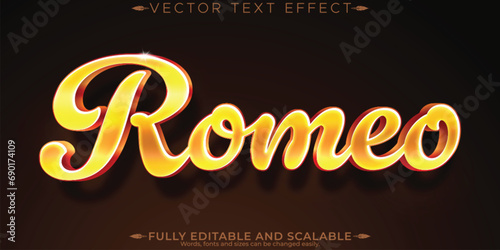 Romeo text effect, editable royal and gold text style photo