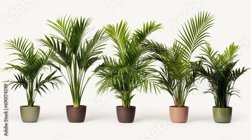 Set of Areca Palm houseplants with isolated on transparent background.