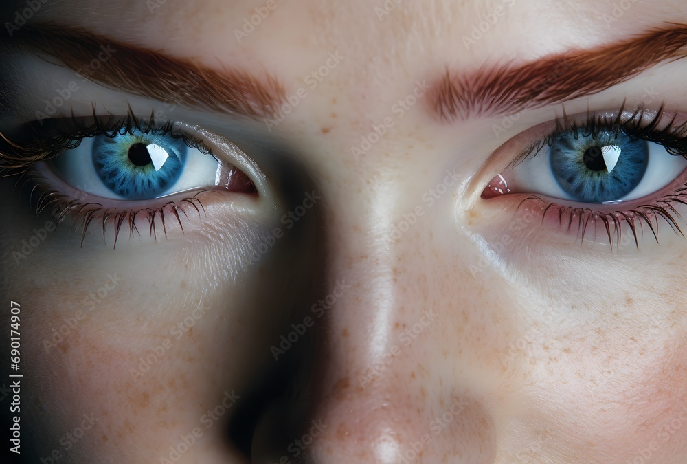 Fototapeta premium Close up of uping woman's blue eyes