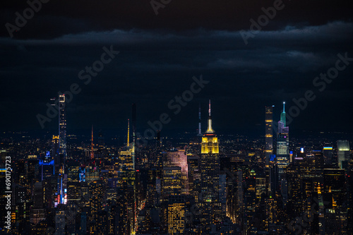 Illuminated skyscrapers with Empire State building at night