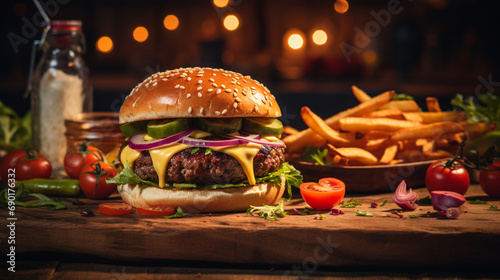 Mouthwatering shot of crispy chicken burger, Dramatic lighting emphasizing crispiness, AI Generated