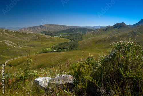 landscape of the Outeniqua mountains in the cape floral, fynbos biome in South Africa photo