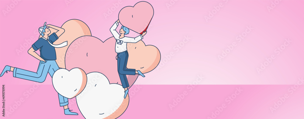 Happy Valentine's Day flat character vector concept business hand drawn illustration
Happy Valentine's Day flat character vector concept business hand drawn illustration