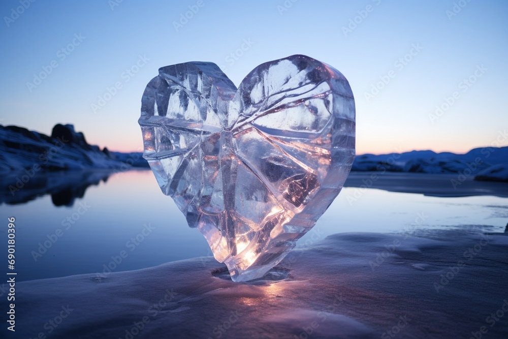 Crystal Heart on Lake Background Crystal Heart on Lake Background