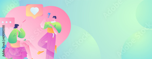 Happy Valentine's Day flat character vector concept business hand drawn illustration
